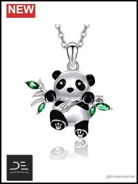 925 Sterling Silver Panda Pendant Necklace Women Cute Animal Jewelry Gift